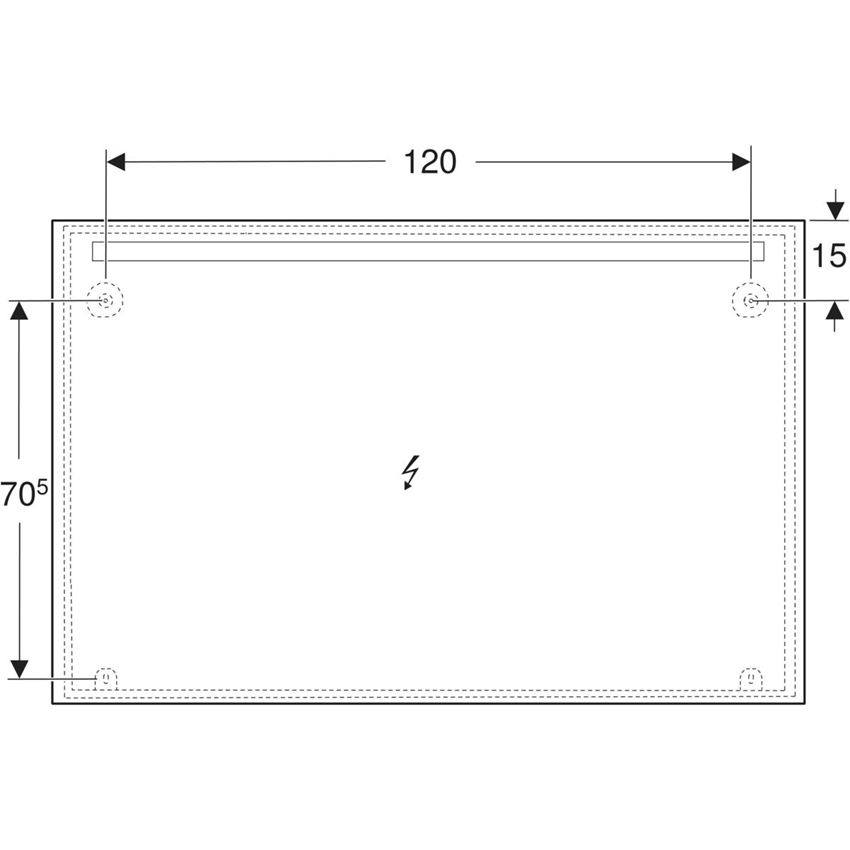 Lustro LED oświetlenie u góry 140x90 cm Geberit Option Basic Square rysunek