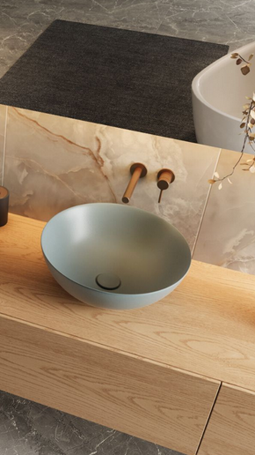 Korek umywalkowo-bidetowy click-clack korpus chrom pokrywa ceramiczna mint blue mat Excellent Design