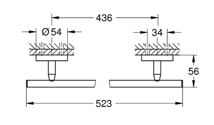 Wieszak na ręcznik kąpielowy Grohe BauCosmopolitan 40459001 rys techniczny