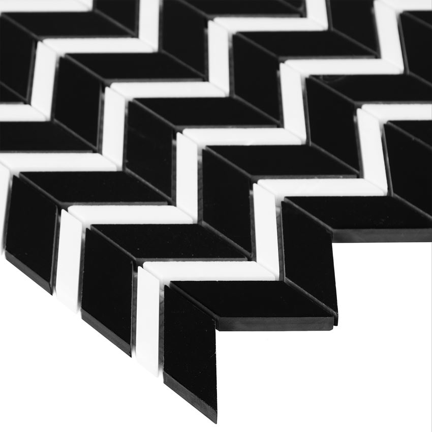 Mozaika 30,5x31 cm Dunin Black&White Pure Black Chevron mix