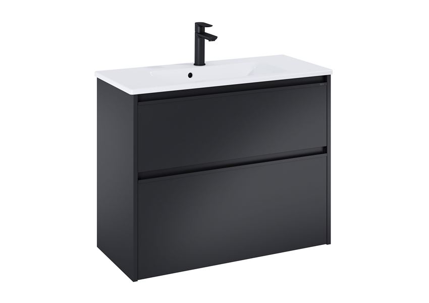 Szafka podumywalkowa Compacto 80 cm z 2 szufladami czarny mat Roca Gap Pro