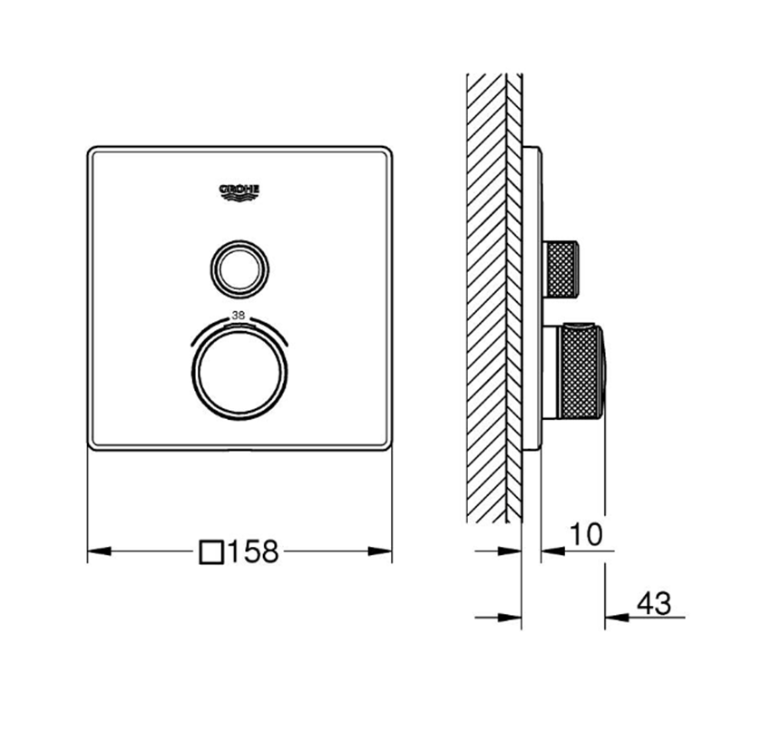 Bateria podtynkowa Grohe Grohtherm SmartControl 29123000 rys techniczny