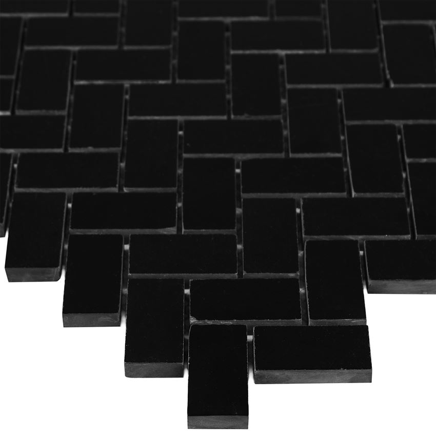 Mozaika kamienna 28,5x30,5 cm Dunin Black&White Pure Black Herringbone 48