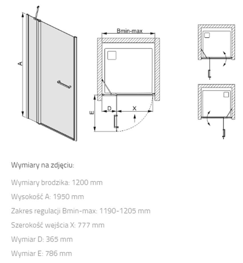Drzwi prysznicowe Sanplast Prestige III 600-073-0830-59-401 rys techniczny