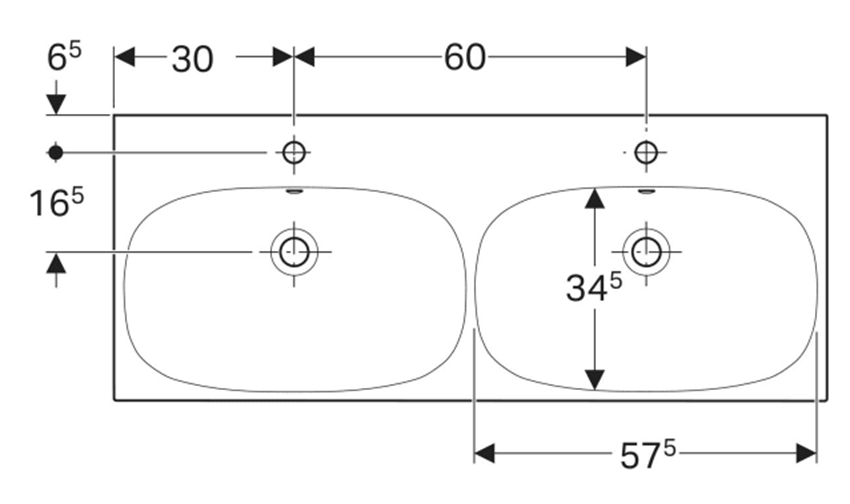 Umywalka podwójna Geberit Acanto 500.627.01.2 rys techniczny