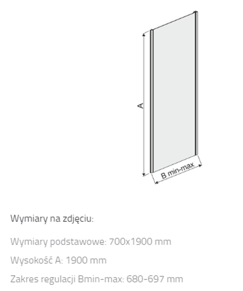 Ścianka dodatkowa Sanplast TX 600-271-1290-38-231 rys techniczny