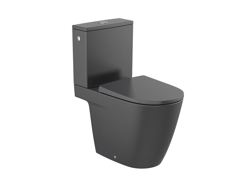 Miska WC do kompaktu Rimless bez deski odpływ podwójny 36x67,5x42 cm czarny mat Roca Ona