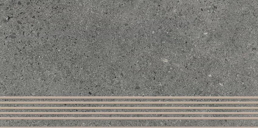 Płytka stopnicowa 29,8x59,8 cm Paradyż Authority Graphite Stopnica Prosta Nacinana Mat