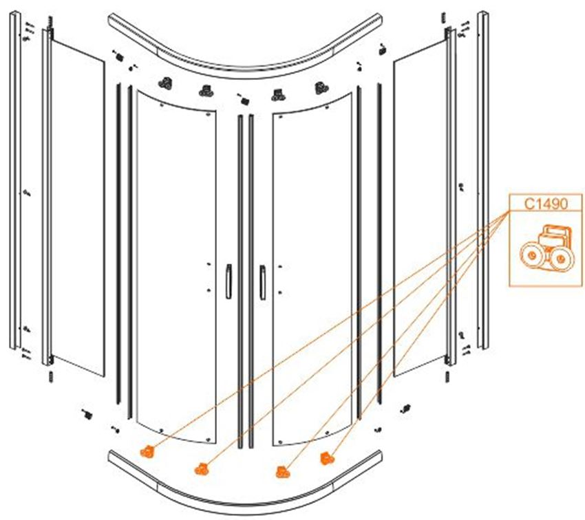 Wózek kompletny wypinany Sanplast rysunek