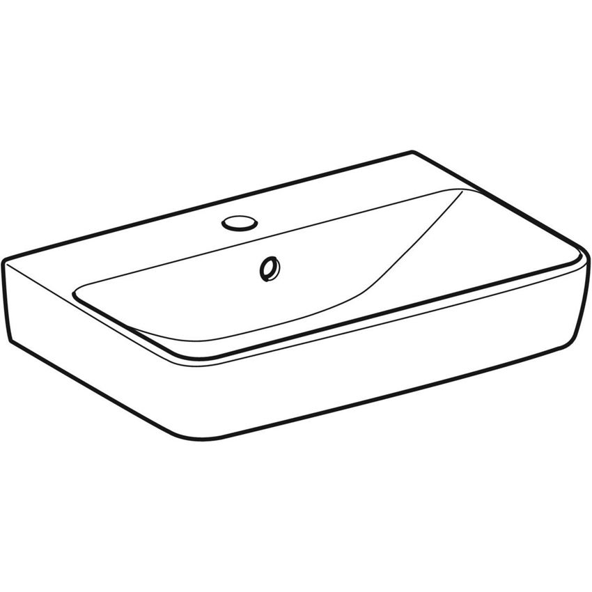 Umywalka ścienna z otworem na baterię z przelewem 55 cm biała Geberit Selnoca Compact rysunek