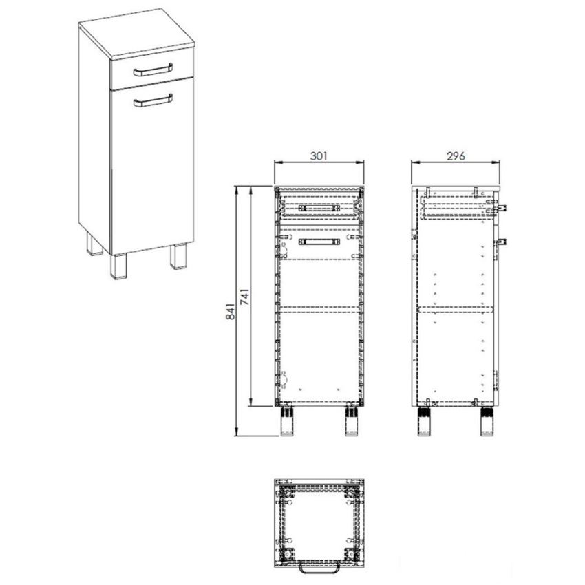 Słupek stojący 30x84 cm biały połysk Elita Sunn 30 1D 1S White HG rysunek