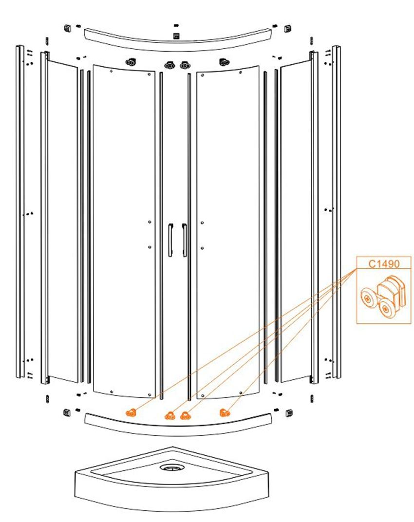 Wózek kompletny wypinany Sanplast rysunek