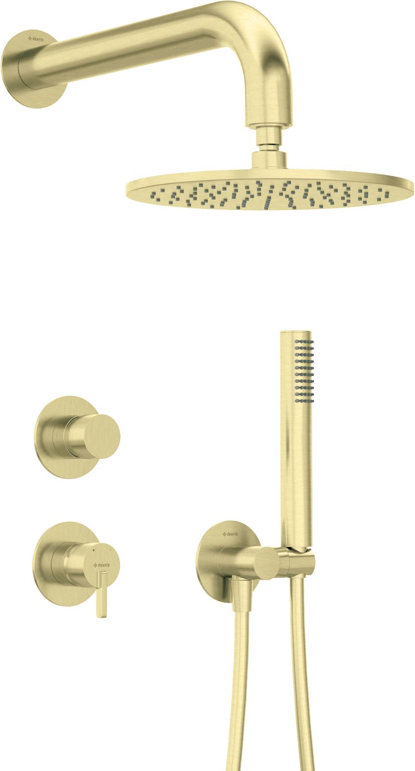 Zestaw prysznicowy podtynkowy z baterią złoto szczotkowane Deante Silia