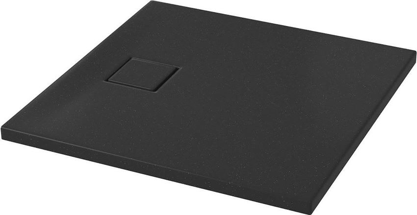 Brodzik kwadratowy czarny mat + syfon, 80x4 cm Cersanit Tako Slim