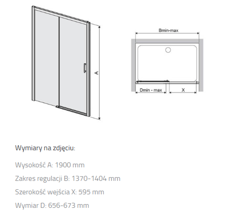 Drzwi przesuwne Sanplast Free Zone 600-271-3190-38-231 rys techniczny