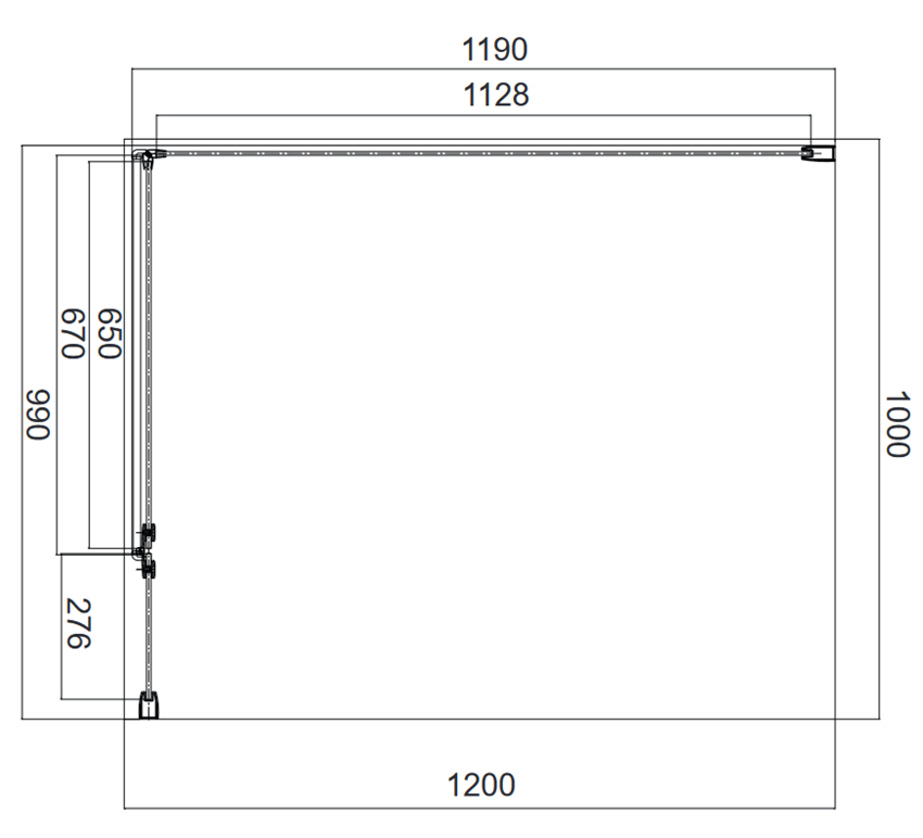 Kabina prysznicowa prostokątna z drzwiami uchylnymi 100x120x195 cm Omnires Manhattan rysunek