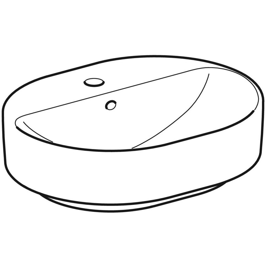 Umywalka nablatowa z otworem na baterię z przelewem 50 cm Geberit VariForm rysunek