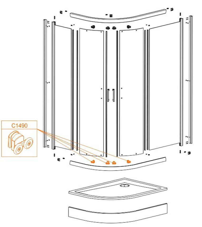 Wózek kompletny wypinany Sanplast rysunek