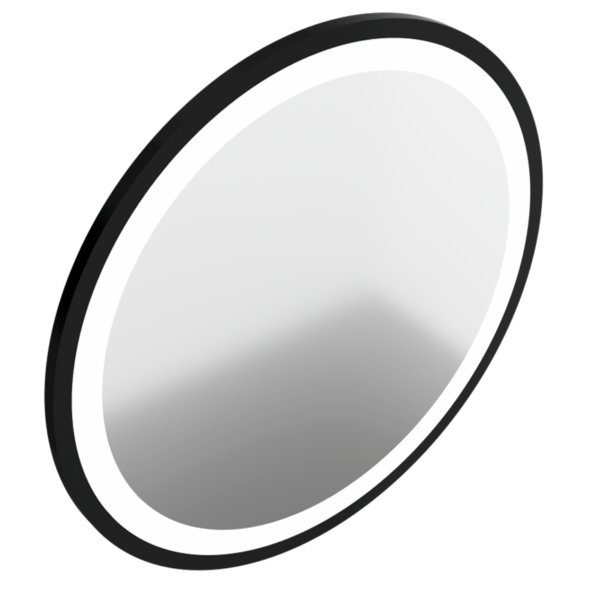 Lustro okrągłe LED, rama aluminiowa czarny mat 80 cm IÖ Melo