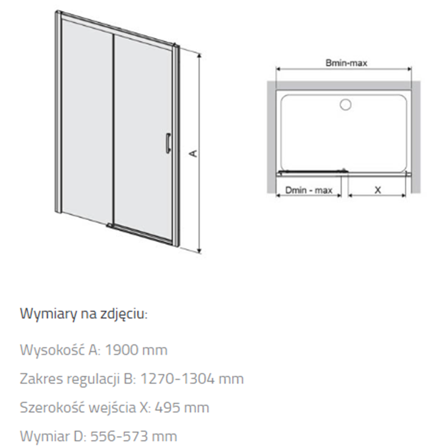 Drzwi przesuwne Sanplast Free Zone 600-271-3170-38-231 rys techniczny