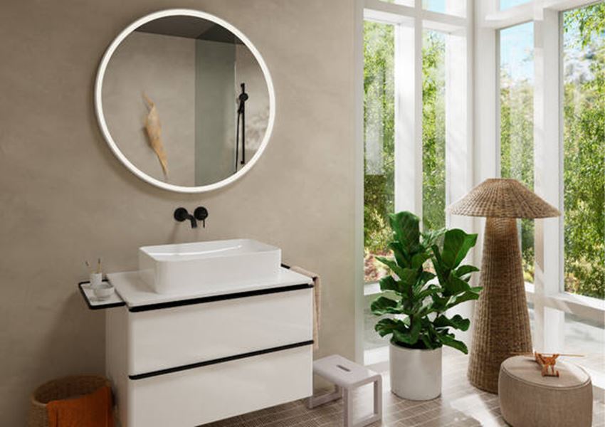 Jednouchwytowa bateria umywalkowa EcoSmart+ z wylewką 22,5 cm czarny matowy Hansgrohe Tecturis S