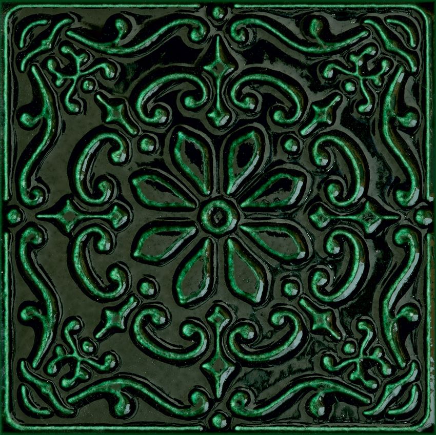Dekor ścienny 7 różnych wzorów pakowanych losowo 14,8x14,8 cm Tubądzin Tinta Green