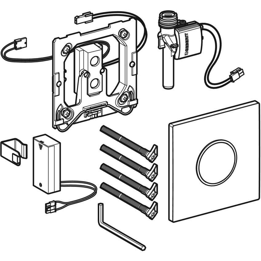 Zawór spłukujący do pisuarów z elektronicznym uruchamianiem spłukiwania zasilanie bateryjne Geberit Typ 10 rysunek