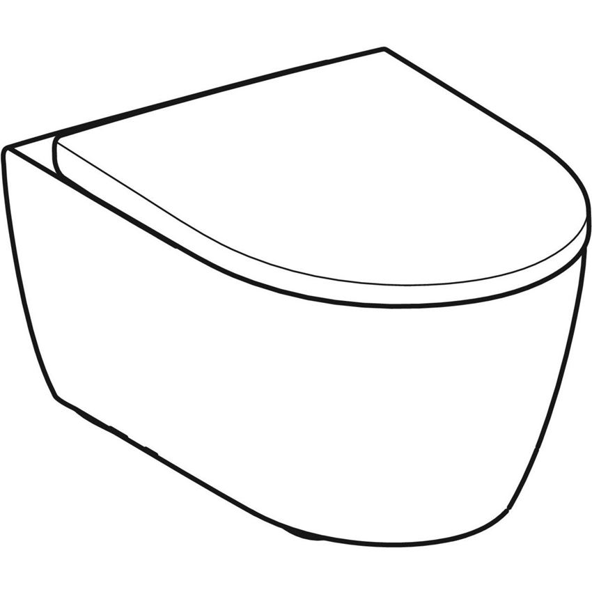 Miska WC wisząca Rimfree ukryte mocowania z deską biała Geberit iCon rysunek