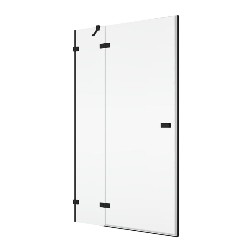 Drzwi prysznicowe jednoczęściowe lewe z elementem stałym w linii czarny mat  IÖ Vera