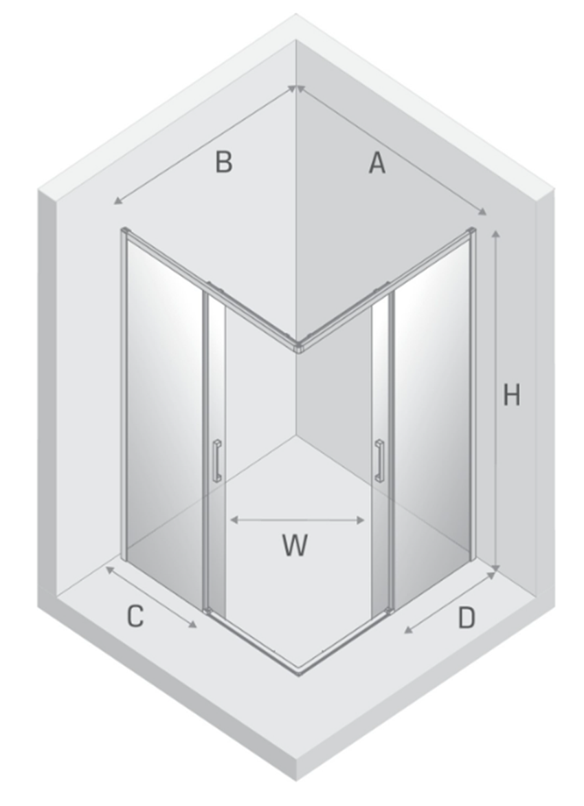 Kabina prysznicowa New Trendy Prime Gold Brushed D-0780A/D-0781A rys techniczny