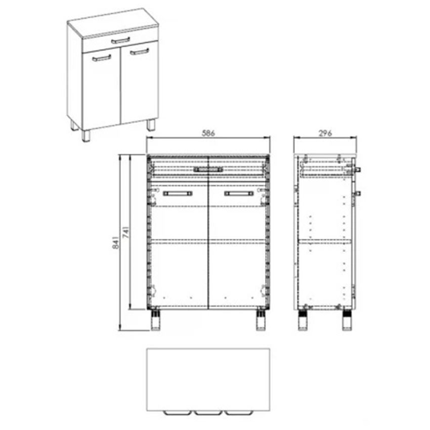 Komoda stojąca 60x84 cm biały połysk Elita Sunn 60 2D 1S White HG rysunek