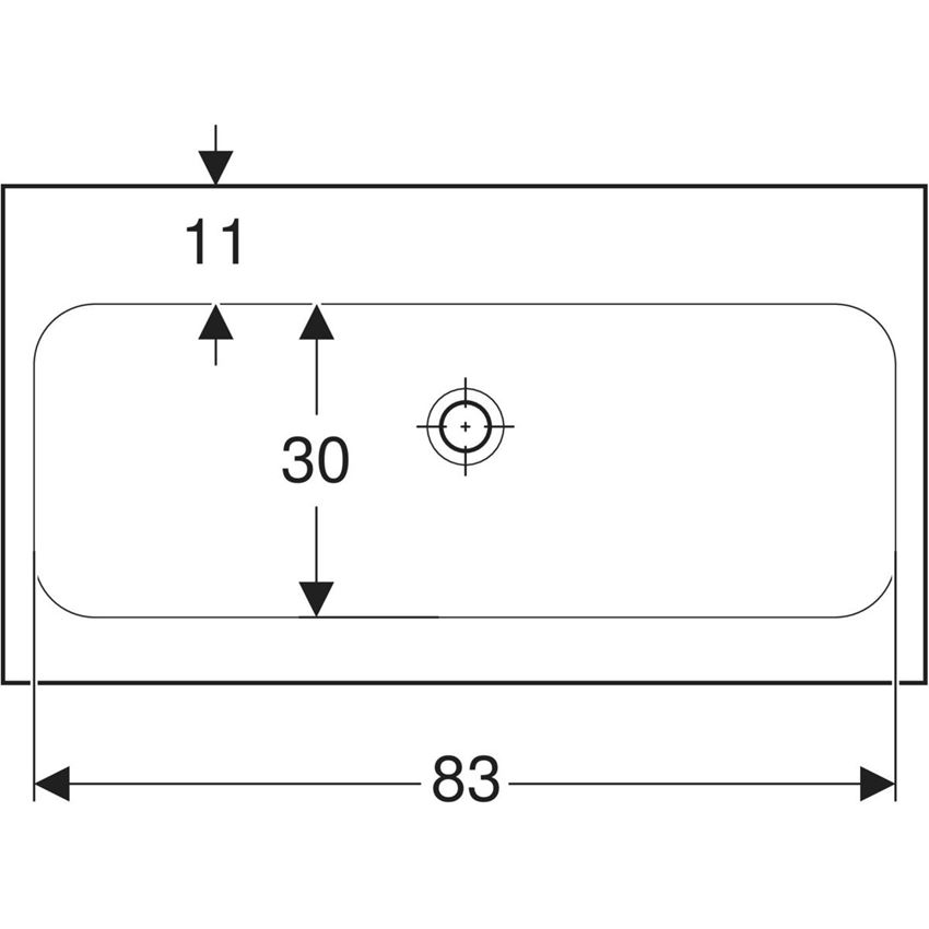 Umywalka ścienna bez otworu na baterię bez przelewu 90 cm Geberit iCon Light rysunek