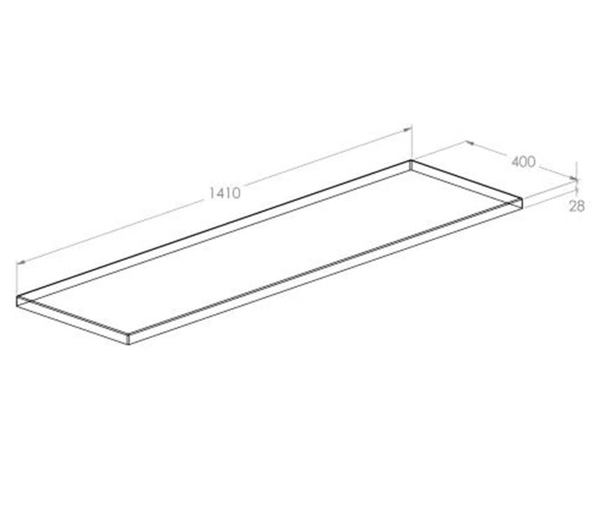 Blat łazienkowy 140 cm dąb Roca Kwadro rysunek