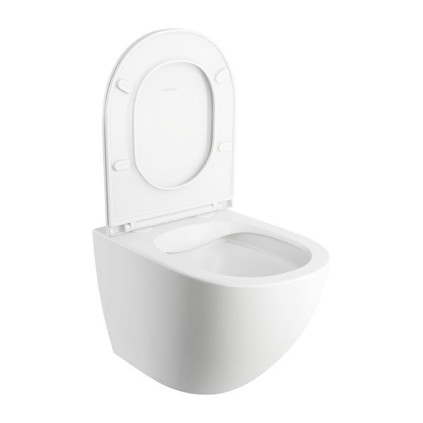 Miska WC wisząca bezkołnierzowa z deską wolnoopadającą 49x37 cm biały mat Omnires Ottawa 