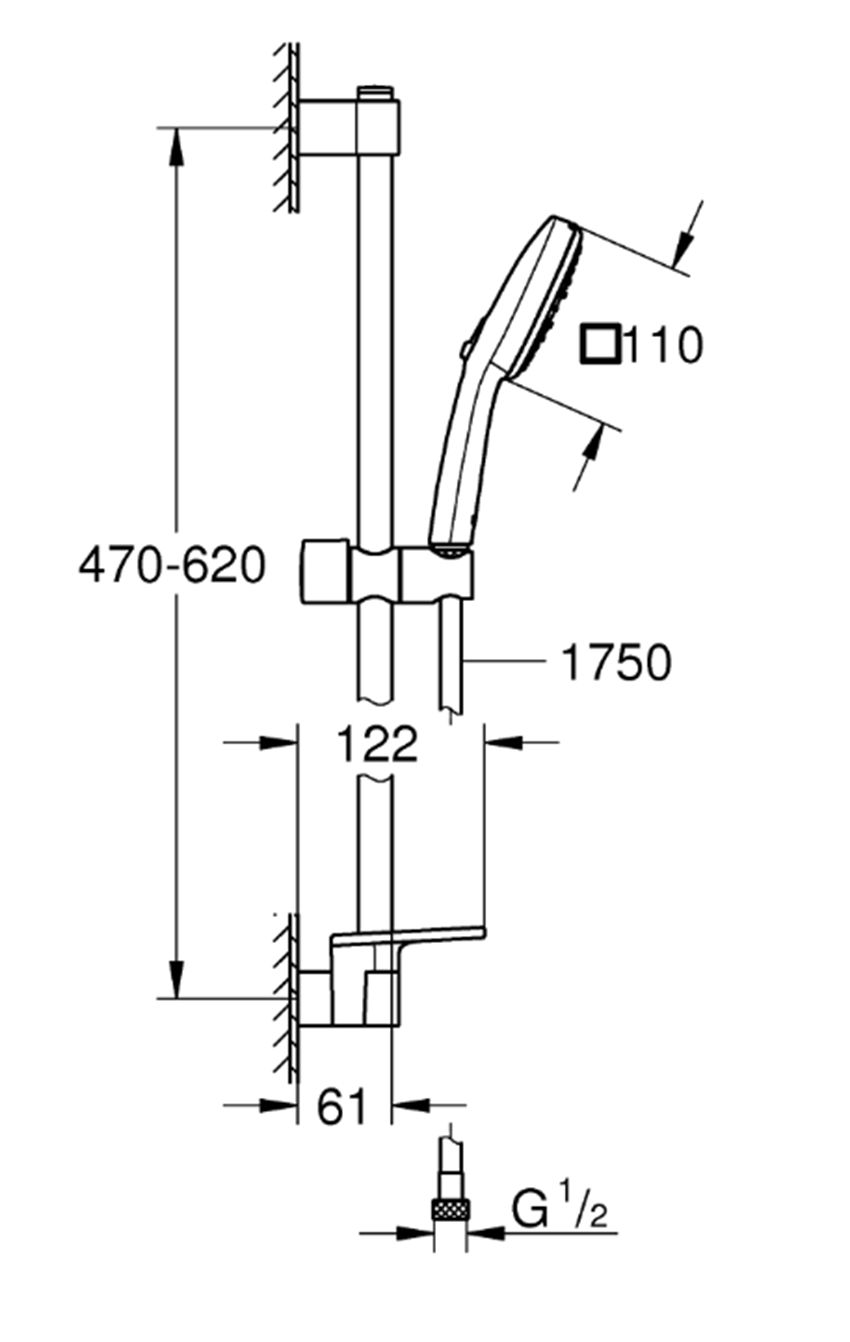 Grohe Tempesta Cube 110 27576003 rys techniczny