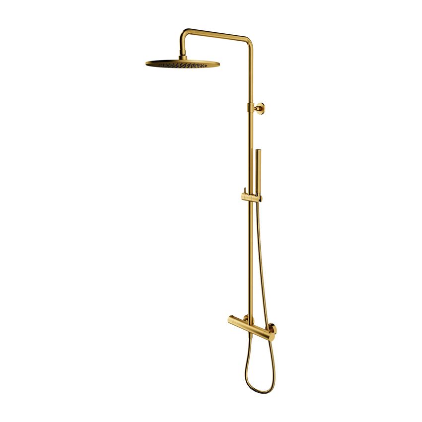 Termostatyczny system prysznicowy natynkowy złoty szczotkowany Omnires Y
