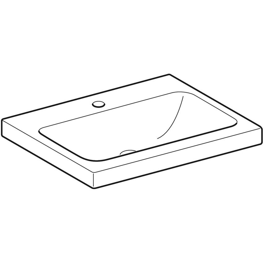 Umywalka nablatowa z otworem na baterię bez przelewu 60 cm Geberit iCon Light rysunek