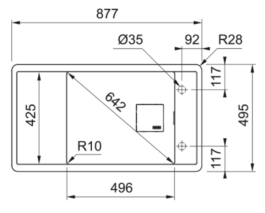Zlewozmywak granitowy Franke Fresno FSG 611-88 114.0716.334 rys techniczny