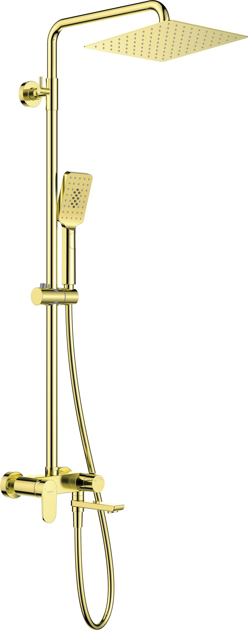 Zestaw prysznicowy z baterią wannową - ruchoma wylewka złoty Deante Alpinia