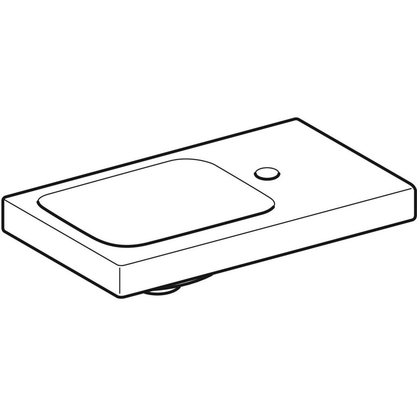 Umywalka ścienna kompaktowa z otworem na baterię po prawej bez przelewu 53 cm Geberit iCon Light rysunek