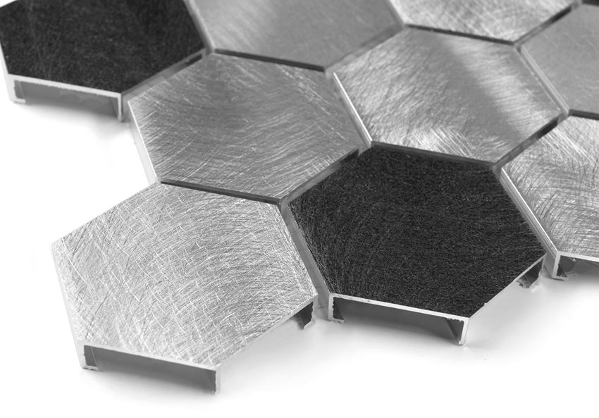 Mozaika metalowa 28,7x29,9 cm Dunin Metallic Allumi Grey Hexagon Mix 48