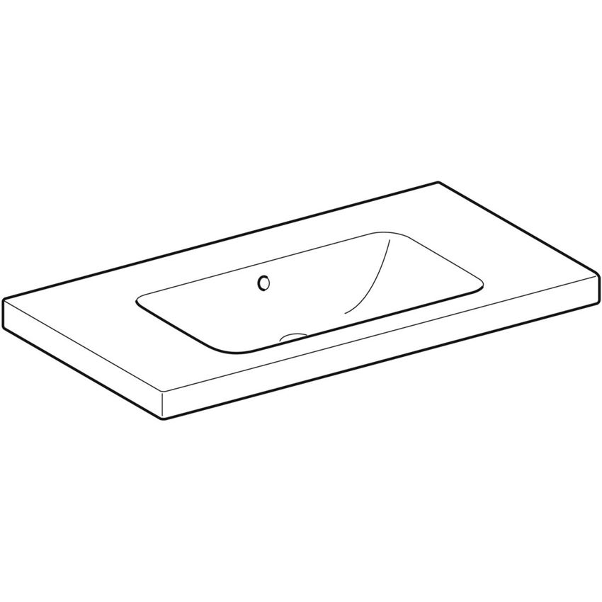 Umywalka ścienna bez otworu na baterię z przelewem 90 cm Geberit iCon Light rysunek