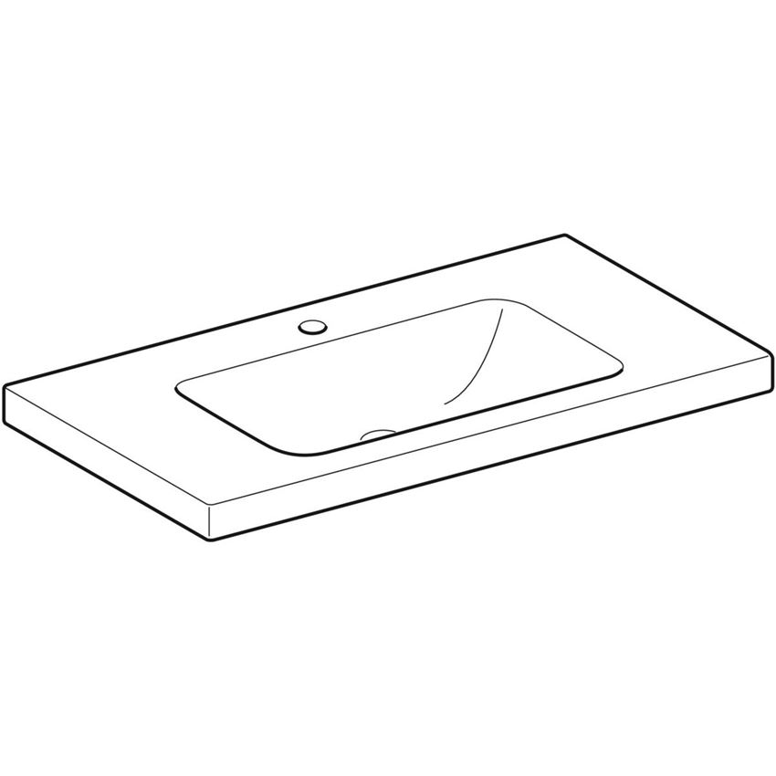 Umywalka ścienna z otworem na baterię bez przelewu 90 cm Geberit iCon Light rysunek