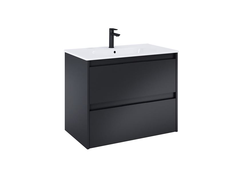 Szafka łazienkowa 80 cm z 2 szufladami czarny mat Roca Alpine