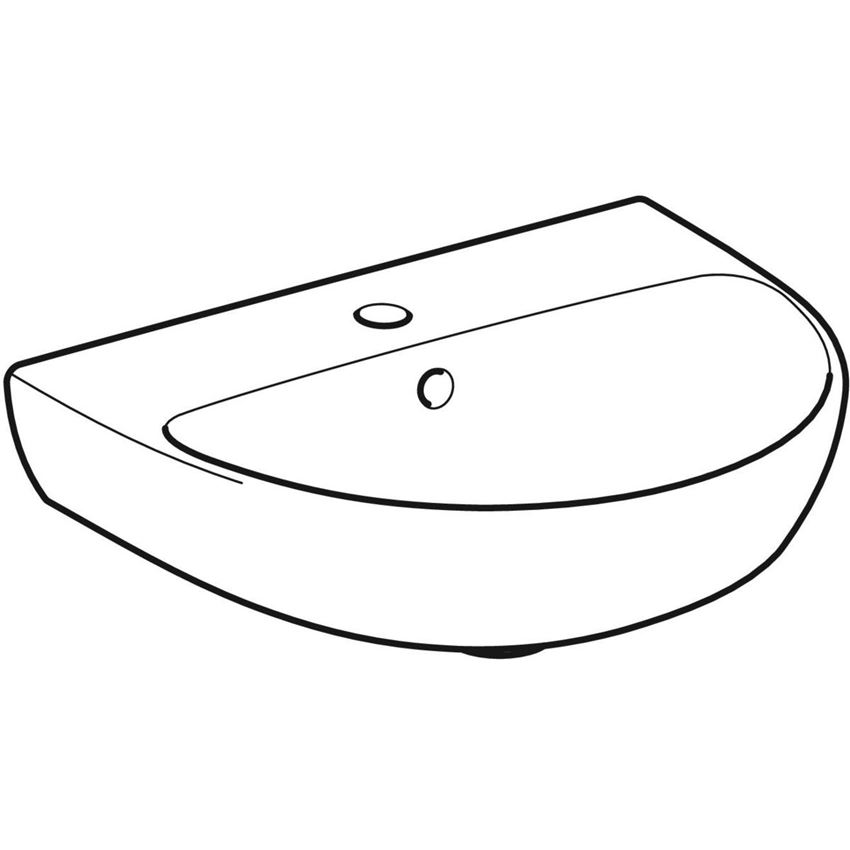Umywalka ścienna kompaktowa z otworem na baterię z przelewem 50 cm Geberit Selnova rysunek