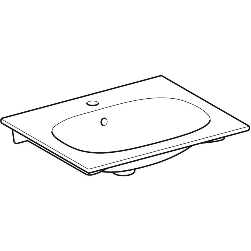 Umywalka meblowa prostokątna z otworem i przelewem 60 cm Geberit Acanto rysunek