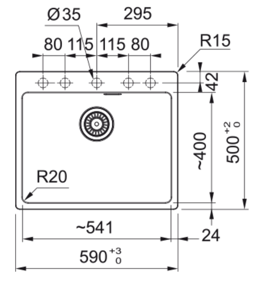 Zlewozmywak granitowy Franke Maris MRG 610-54 FTL 114.0716.336 rys techniczny