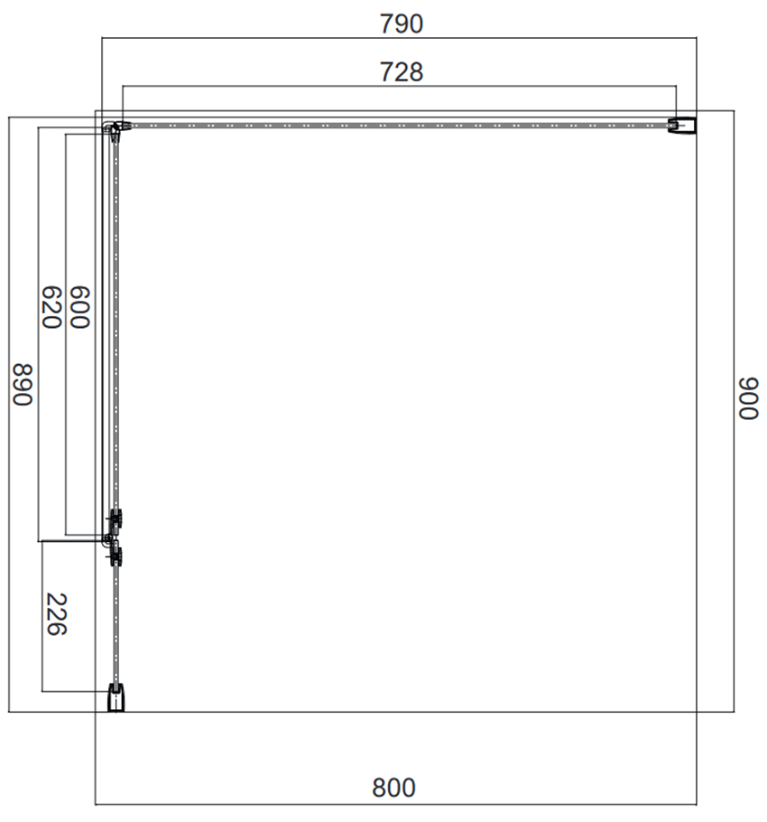 Kabina prysznicowa prostokątna z drzwiami uchylnymi 80x90x195 cm Omnires Manhattan rysunek