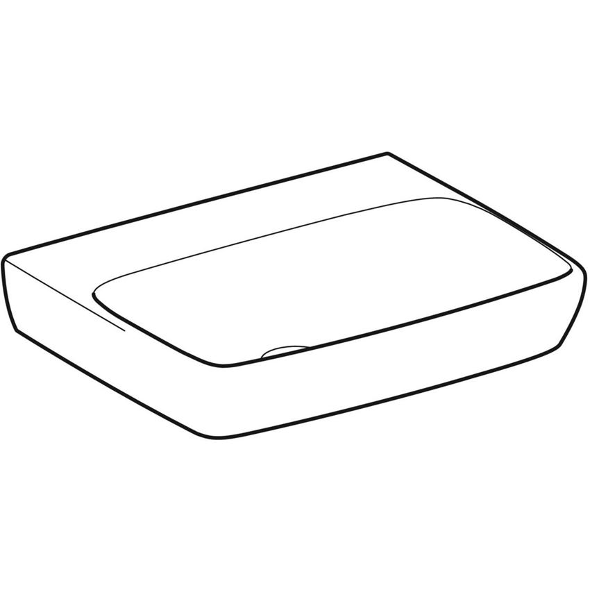 Umywalka prostokątna bez otworu na baterię bez przelewu 55 cm Geberit Selnova Square rysunek