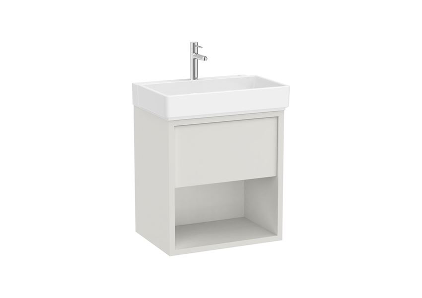 Zestaw łazienkowy Unik 60 cm z jedną szufladą i dolną półką biały mat Roca Tura